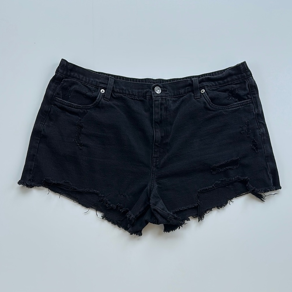 Aerie Black Distressed Jean Shorts Size XL